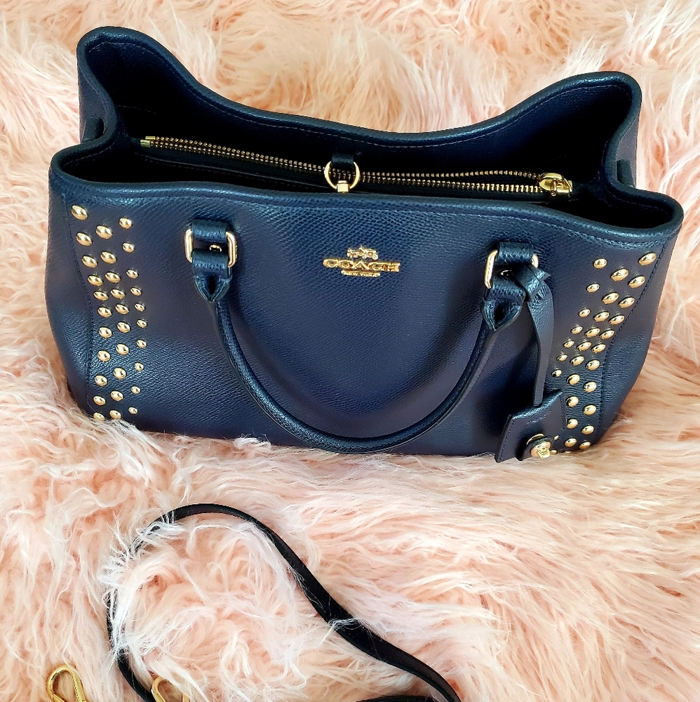 Coach Margot Studded Dark Navy Handbag